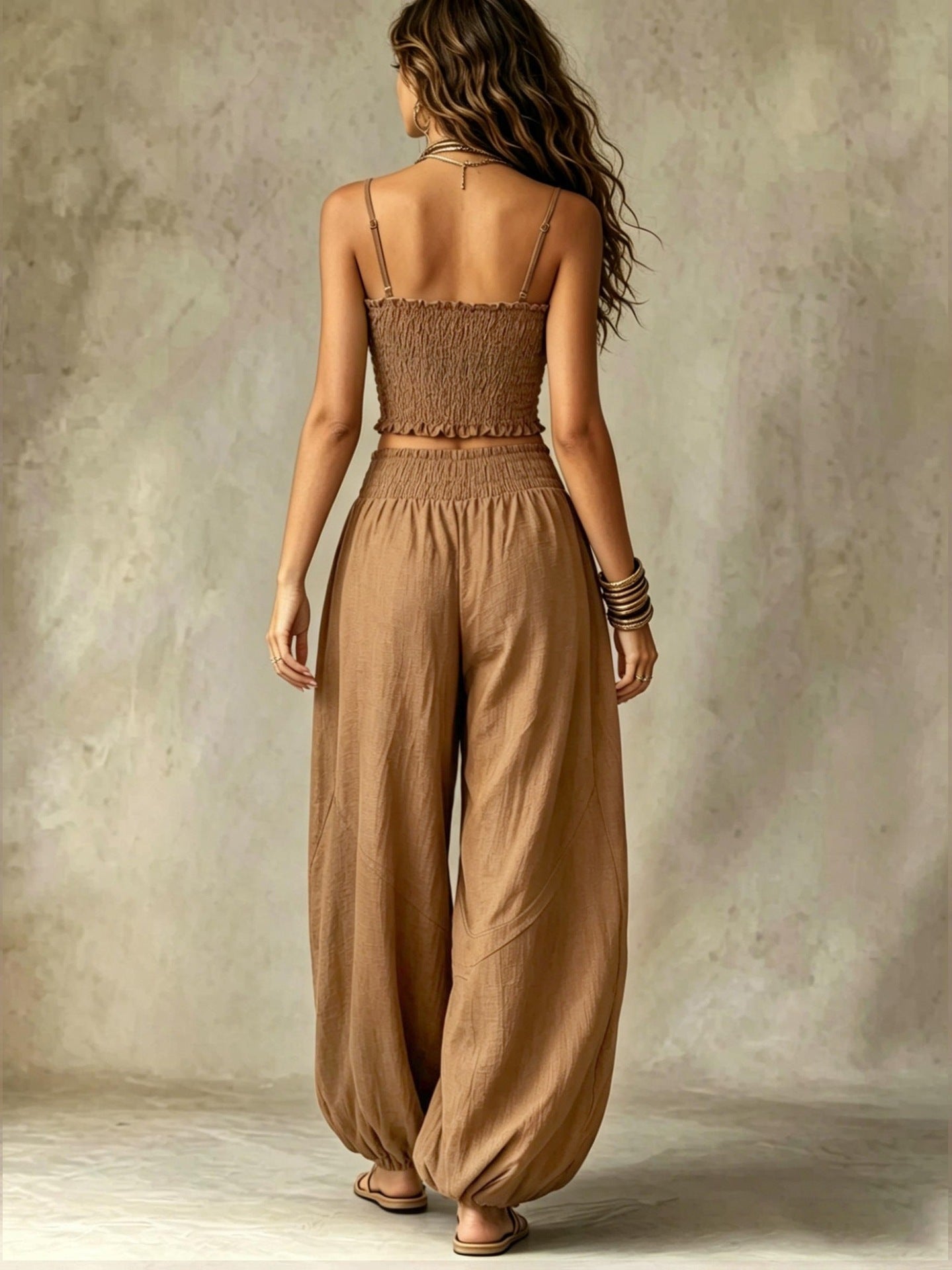 Sylvie | Smocked Crop Top & Wide-Leg Trouser Set