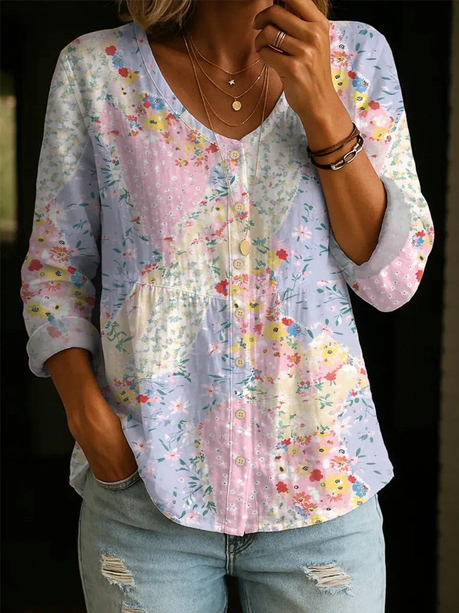 Margaret | Floral Patchwork Blouse