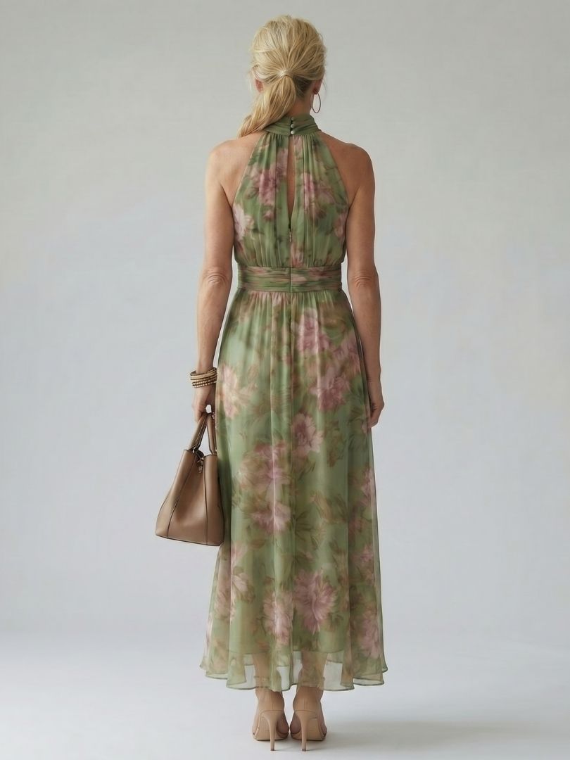Elise | Gathered Halter Midi Dress