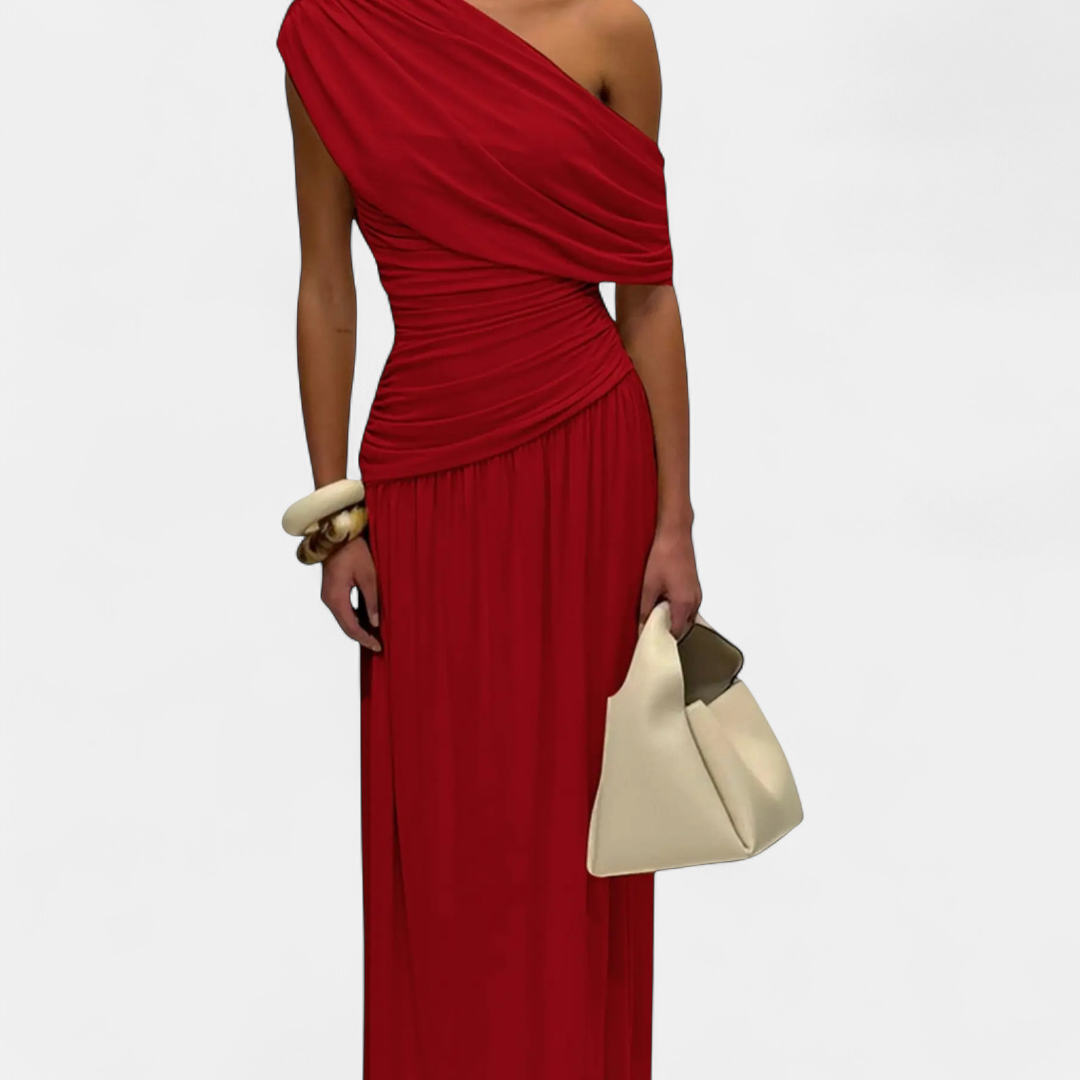 Roxy | Asymmetric Pleated Solid Dress