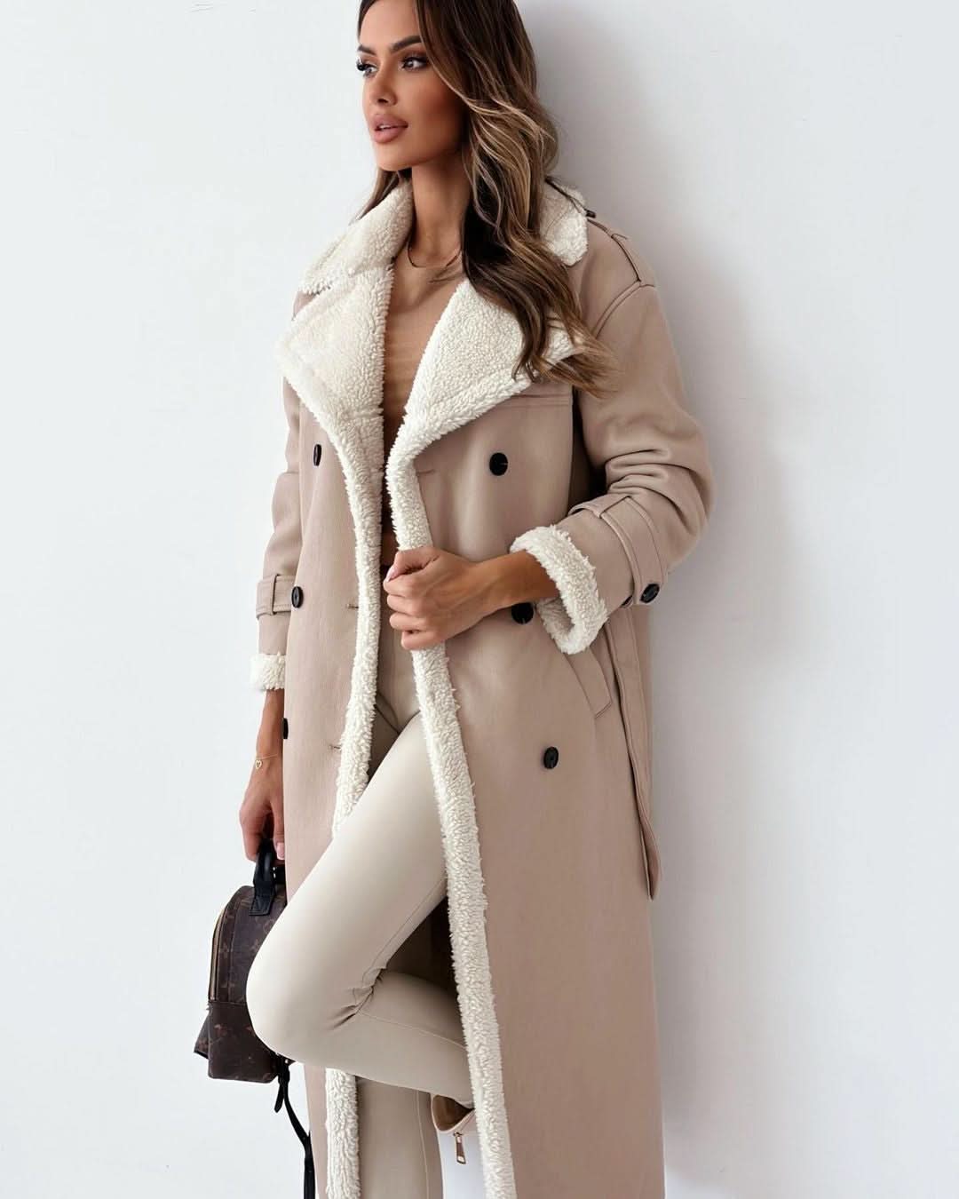 Monroe | Luxury Teddy Double-Breasted Trench Coat