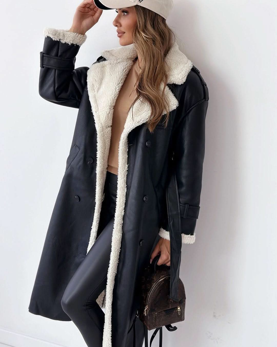Monroe | Luxury Teddy Double-Breasted Trench Coat