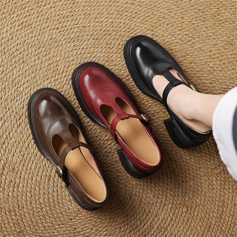 Rowena | Chunky Block Heel Mary Jane Pumps with T-Strap