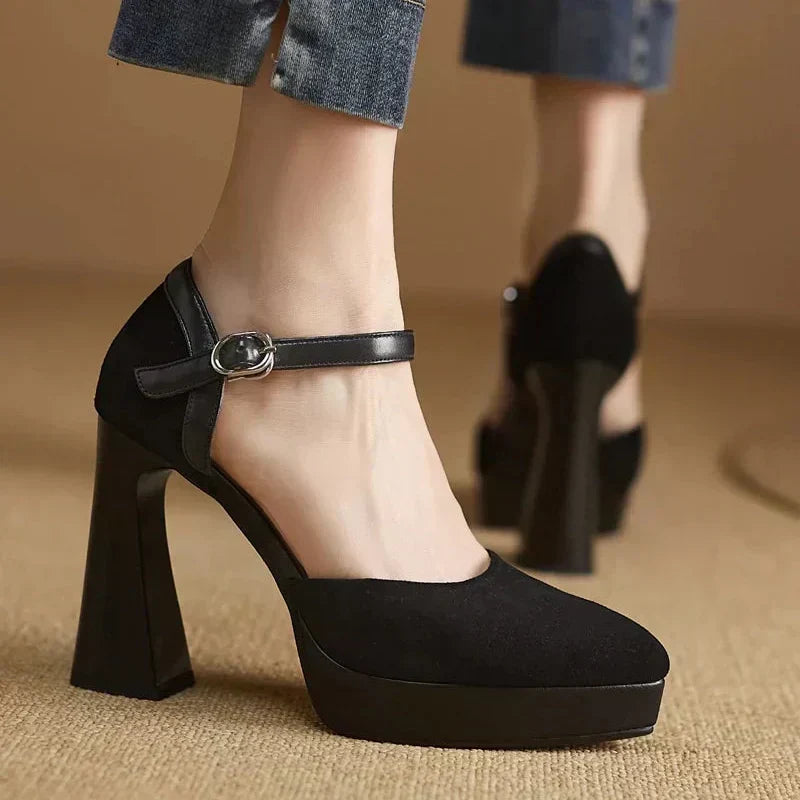 Aurore | Women's Platform Block Heel Ankle Strap Pumps