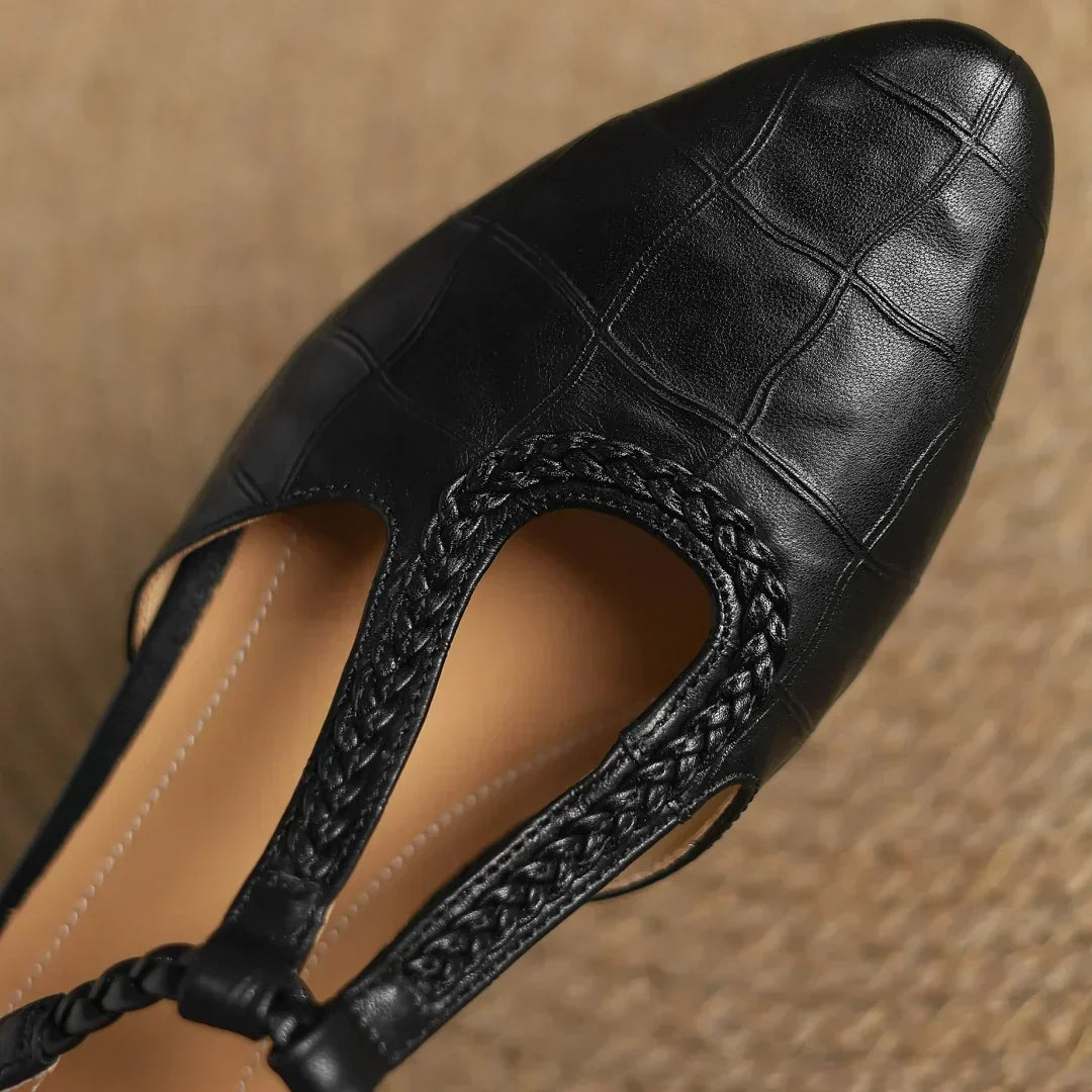 Margot | Women's Leather T-Strap Mary Jane Flats