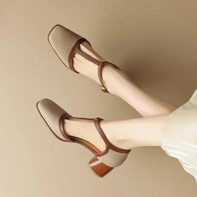 Piper | Women's T-Strap Block Heel Square Toe Pumps