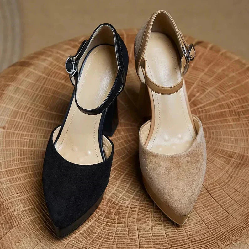 Aurore | Women's Platform Block Heel Ankle Strap Pumps