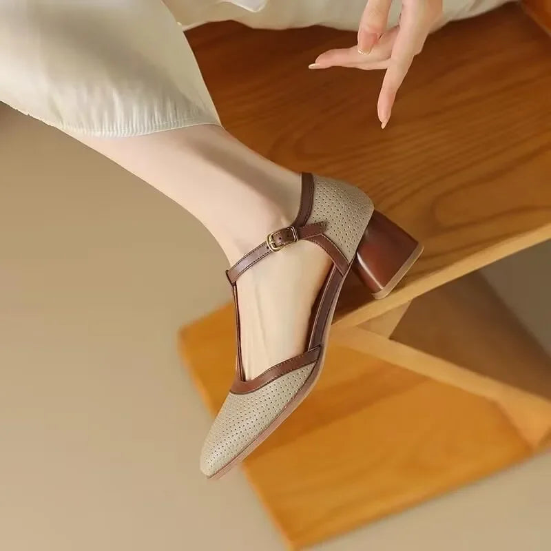 Piper | Women's T-Strap Block Heel Square Toe Pumps