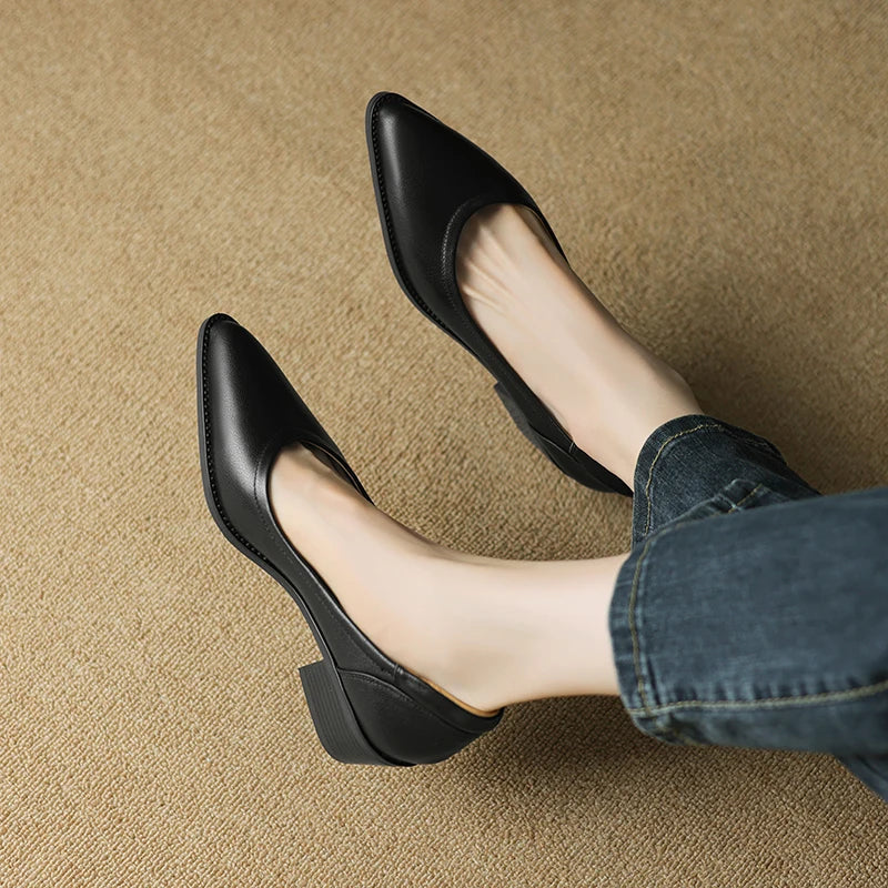 Cora | Women's Pointed Toe Block Heel Court Shoes