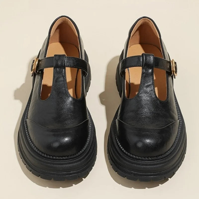 Blythe | Women's T-Bar Mary Jane Brogue Low Heel Shoes