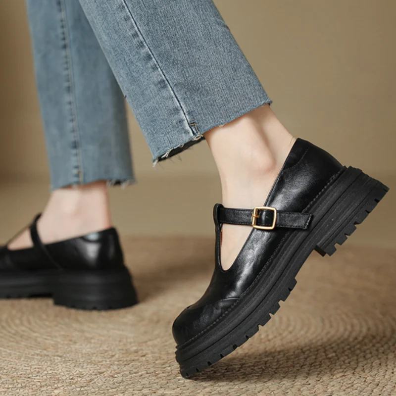 Blythe | Women's T-Bar Mary Jane Brogue Low Heel Shoes