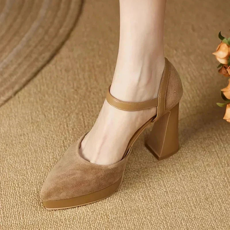 Aurore | Women's Platform Block Heel Ankle Strap Pumps