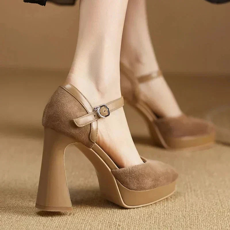 Aurore | Women's Platform Block Heel Ankle Strap Pumps