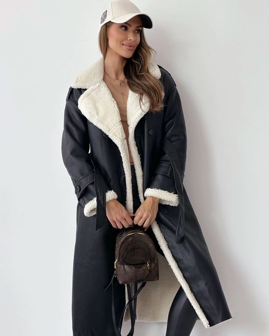 Monroe | Luxury Teddy Double-Breasted Trench Coat