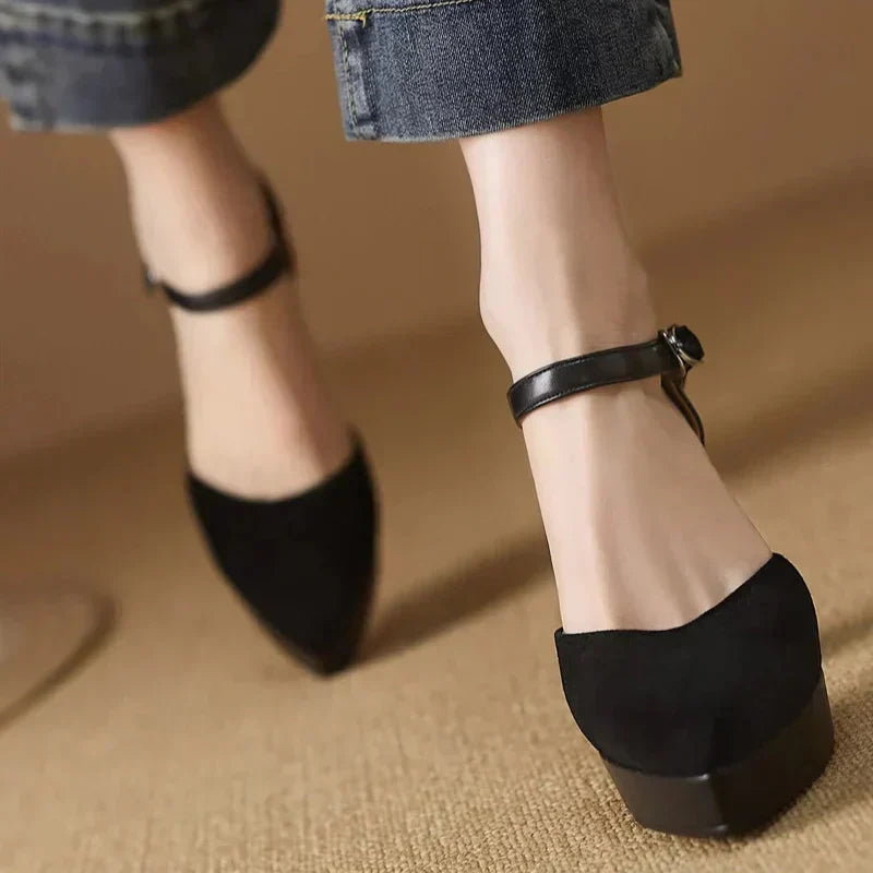 Aurore | Women's Platform Block Heel Ankle Strap Pumps