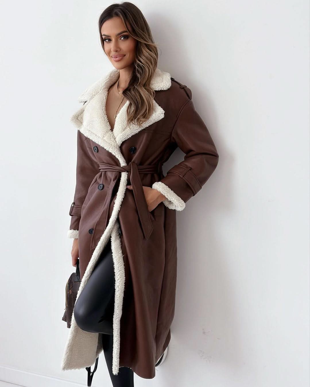 Monroe | Luxury Teddy Double-Breasted Trench Coat