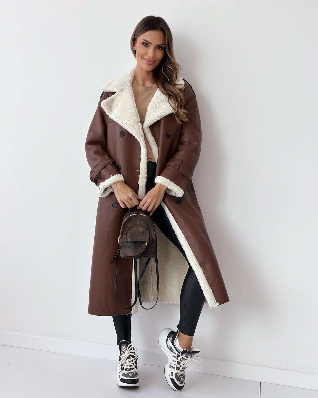 Monroe | Luxury Teddy Double-Breasted Trench Coat