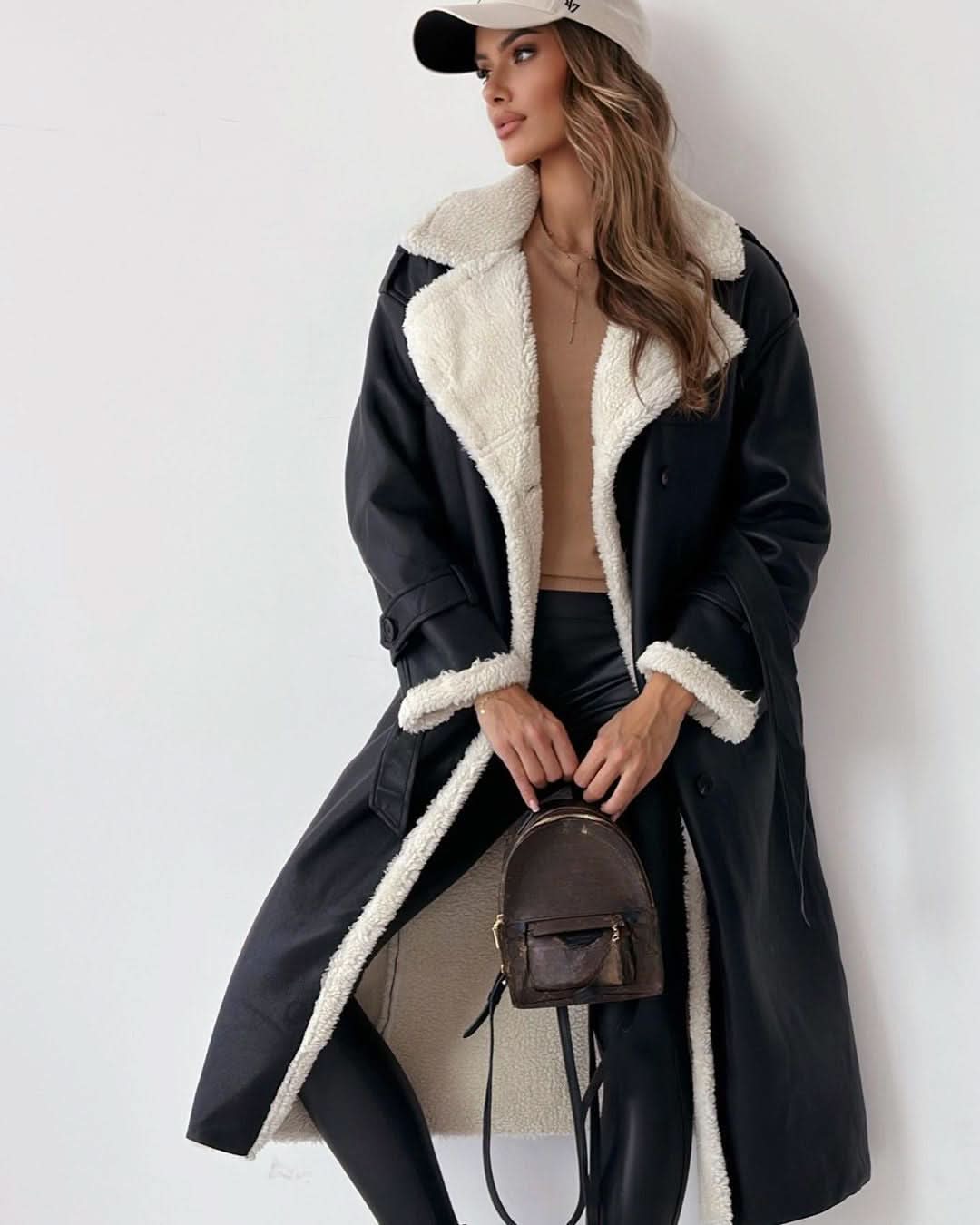 Monroe | Luxury Teddy Double-Breasted Trench Coat