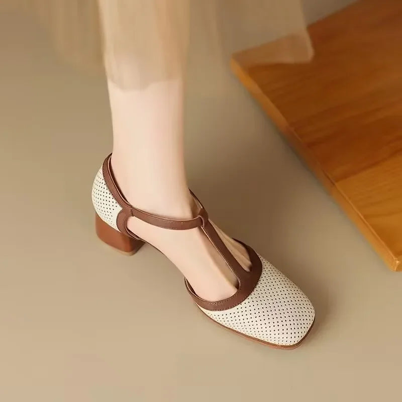 Piper | Women's T-Strap Block Heel Square Toe Pumps