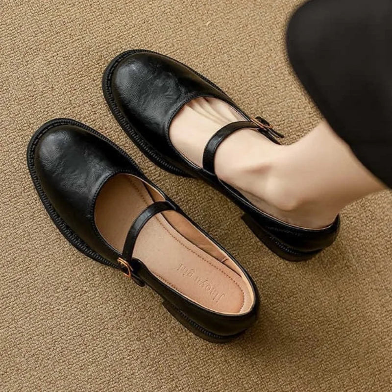 Eleanor | Women's Leather Mary Jane Low Block Heel Shoes