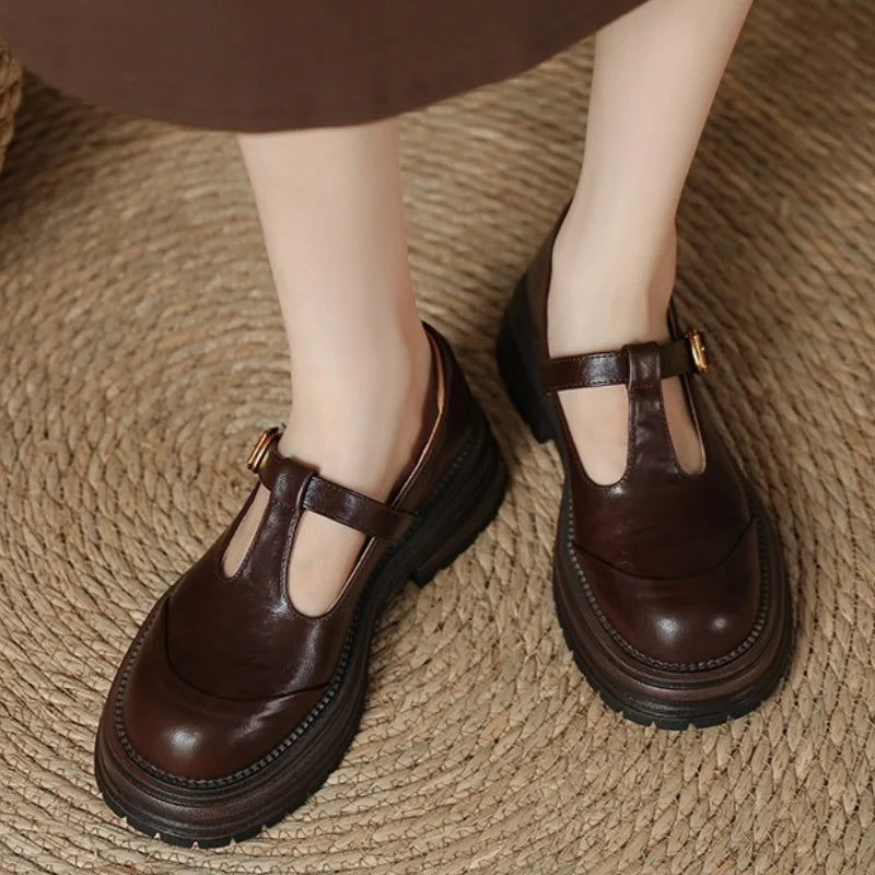 Blythe | Women's T-Bar Mary Jane Brogue Low Heel Shoes