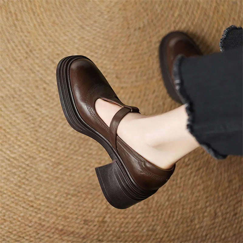 Rowena | Chunky Block Heel Mary Jane Pumps with T-Strap
