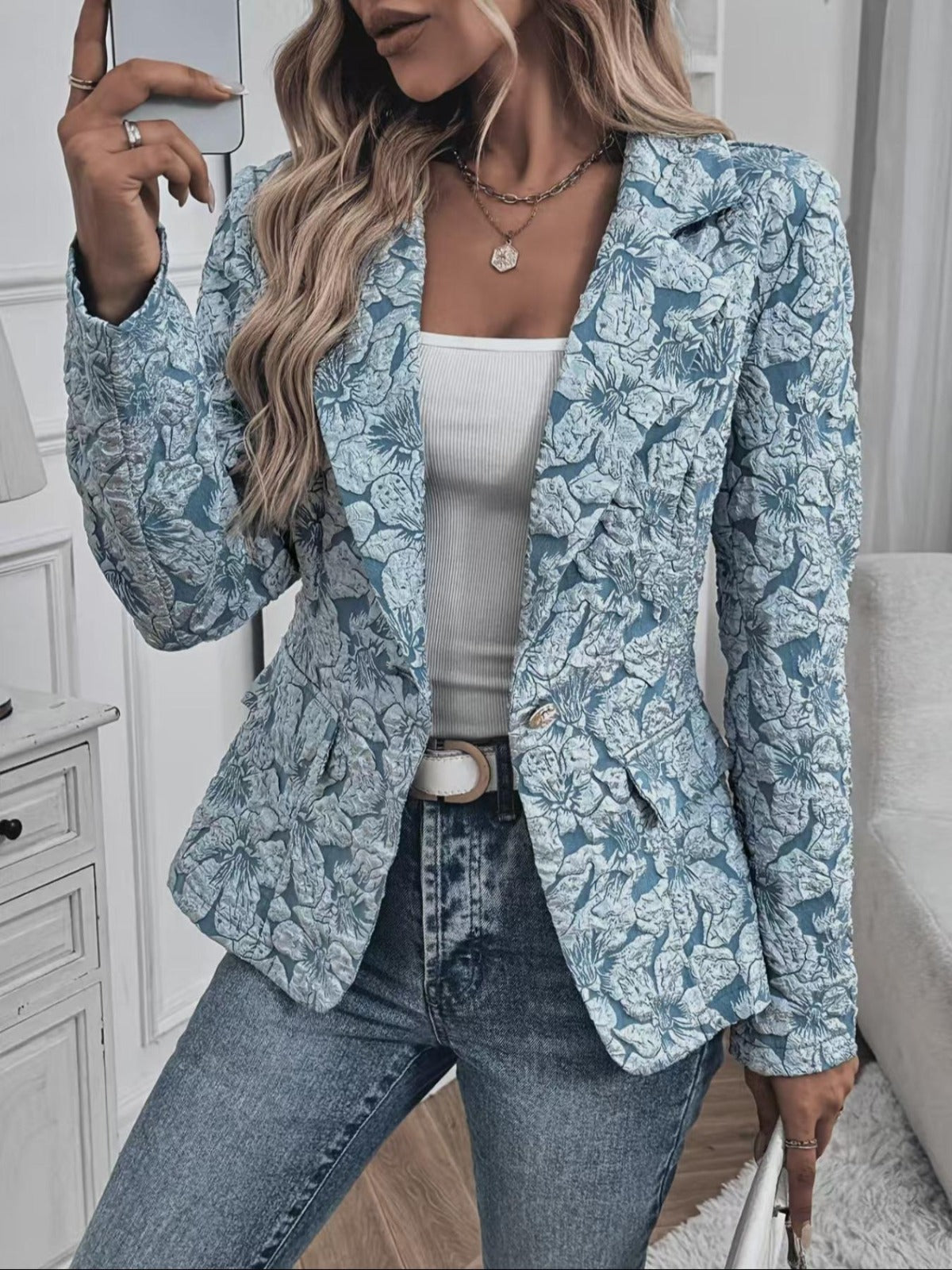 Georgina | Paisley Jacquard Fitted Blazer