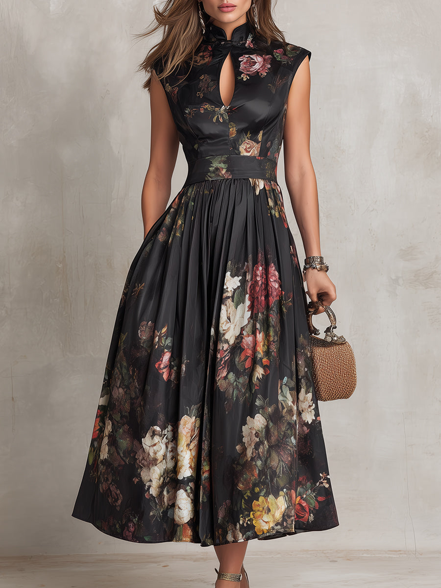 Maxine | Keyhole Floral Midi Dress