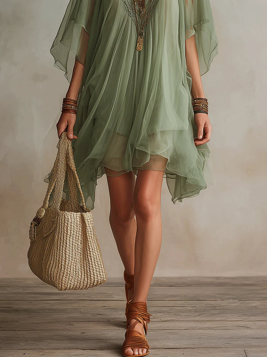 Colleen | Tiered Boho Mini Dress with Floaty Silhouette
