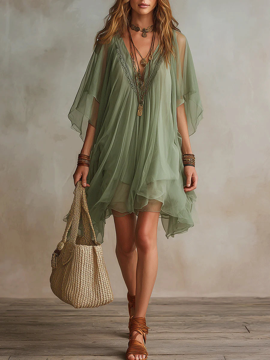 Colleen | Tiered Boho Mini Dress with Floaty Silhouette