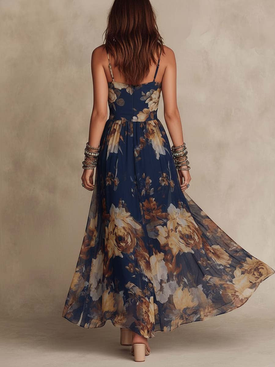 Deborah | Painterly Floral Chiffon Maxi Dress