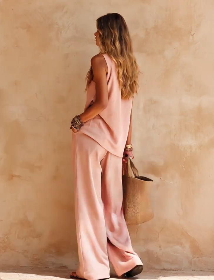 Aveline | One-Shoulder Sleeveless Top and Trousers Set