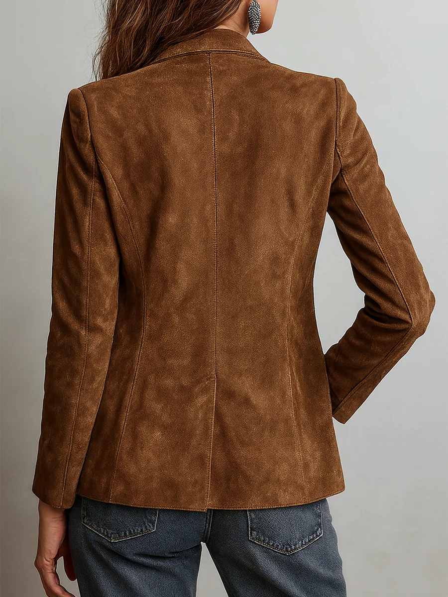 Millicent | Vintage Brown Blazer with Contrast Stitching