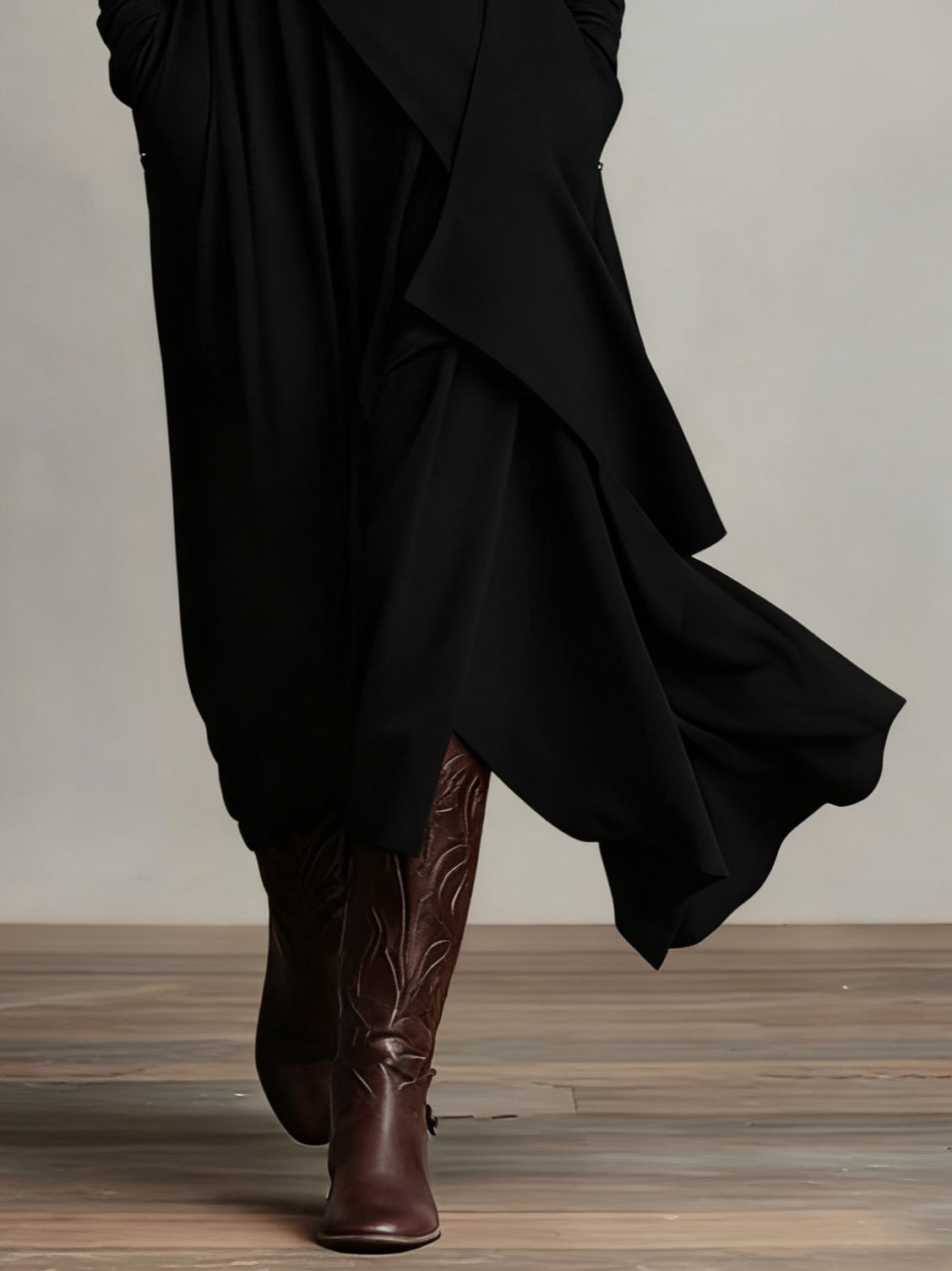 Genevieve | Turtleneck Maxi Dress with Flowing Drape