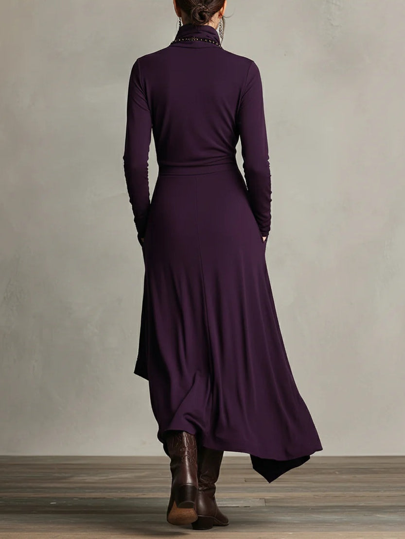 Genevieve | Turtleneck Maxi Dress with Flowing Drape