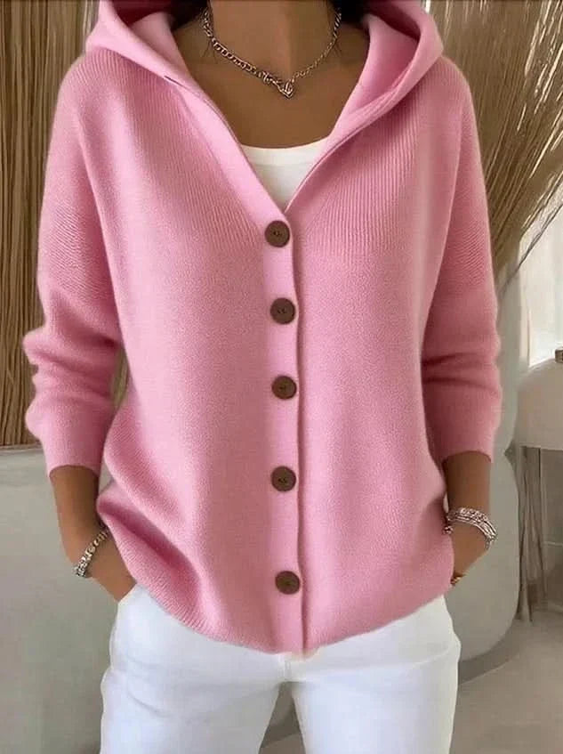 Nylah | Soft Knit Button-Front Cardigan with Hood
