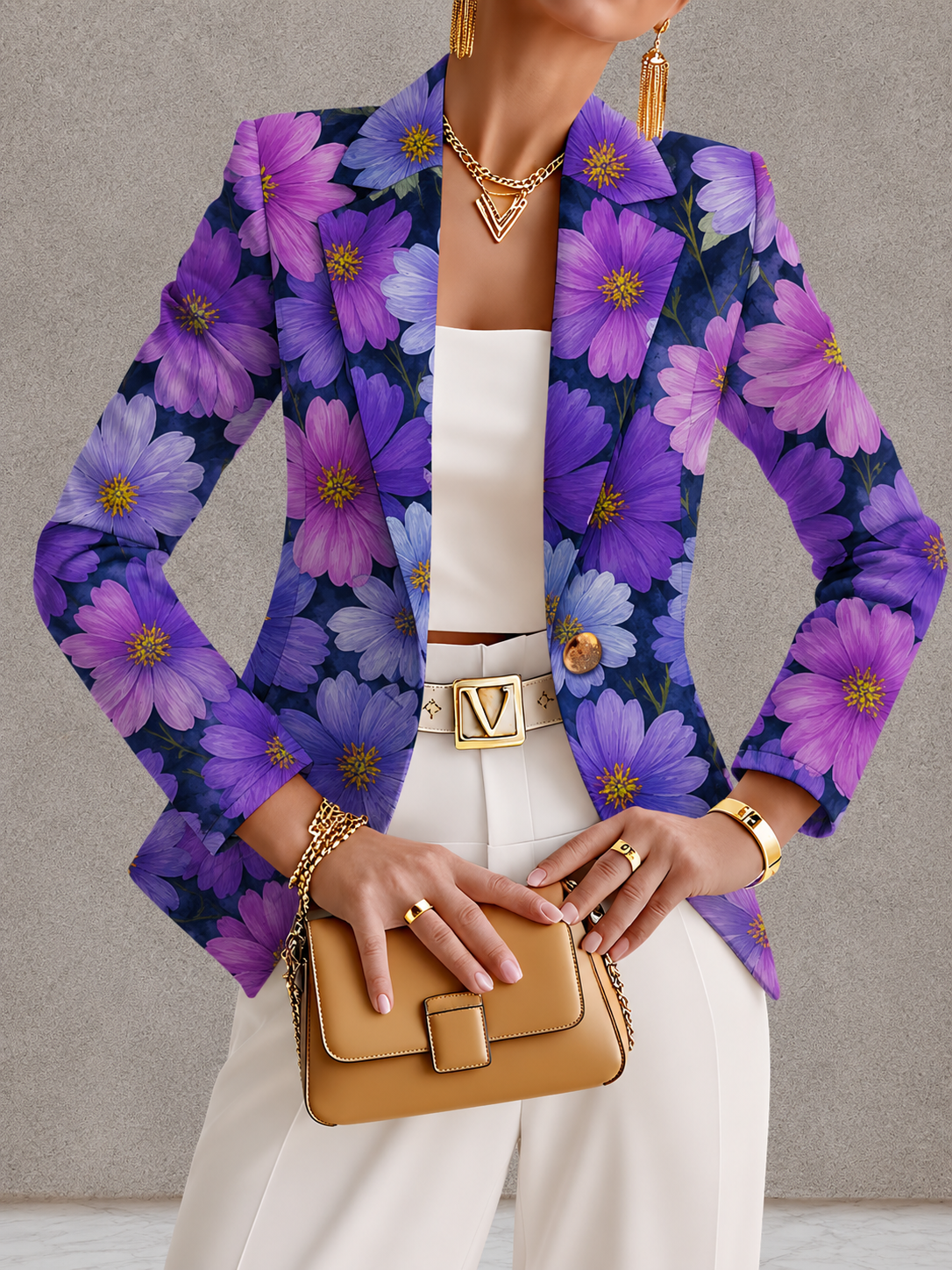 Bellamira | Purple Cosmos Print Tailored Blazer