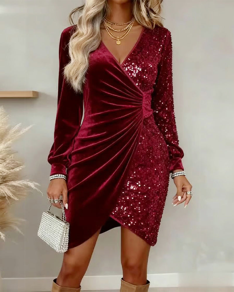 Marissa | Shimmering V-Neck Midi Dress