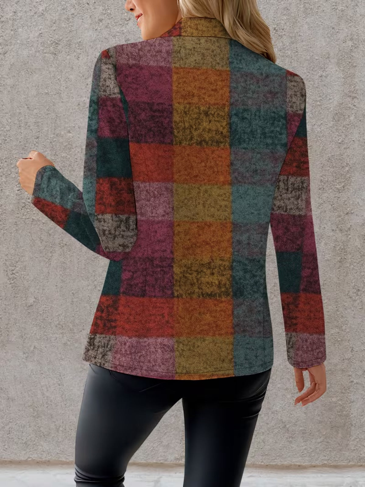 Amandine | Autumn Plaid Single-Button Blazer