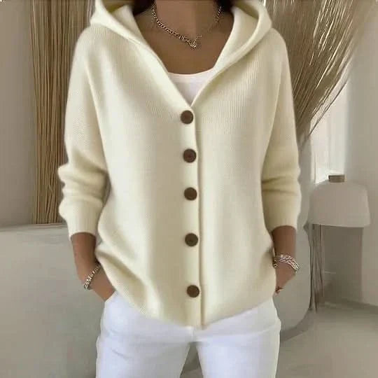 Nylah | Soft Knit Button-Front Cardigan with Hood