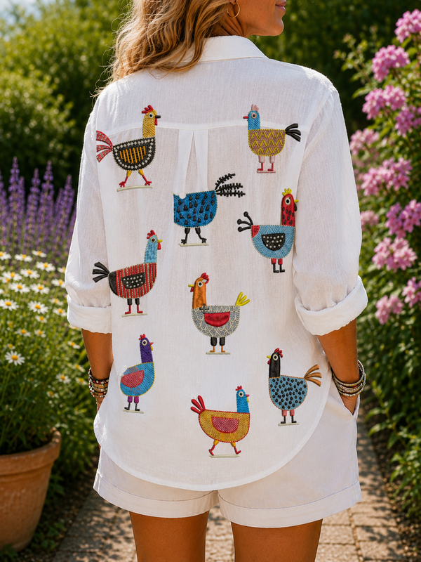 Ingrid | Playful Chicken Blouse
