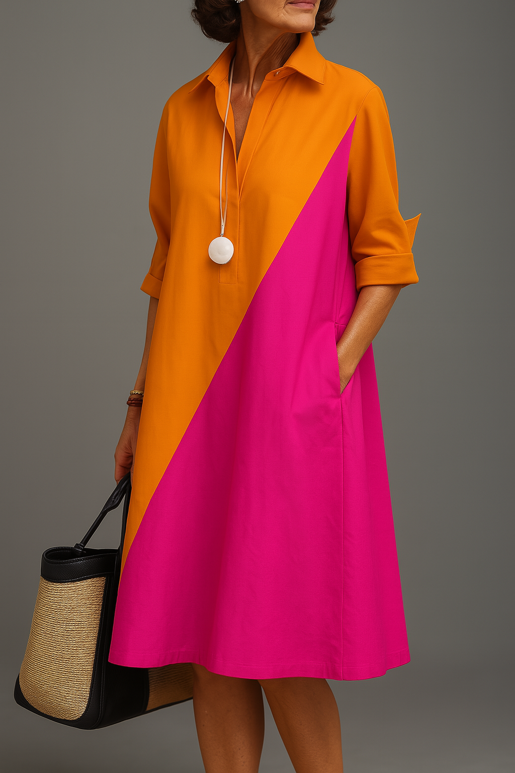 Aury | Elegant Colour Block Dress
