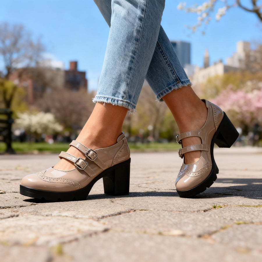 Brexley | Double Strap Platform Mary Jane Block Heel