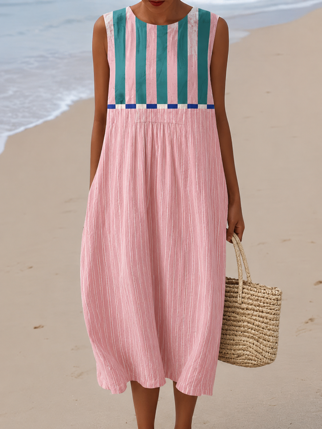 Lily | Striped Pastel Midi Dress