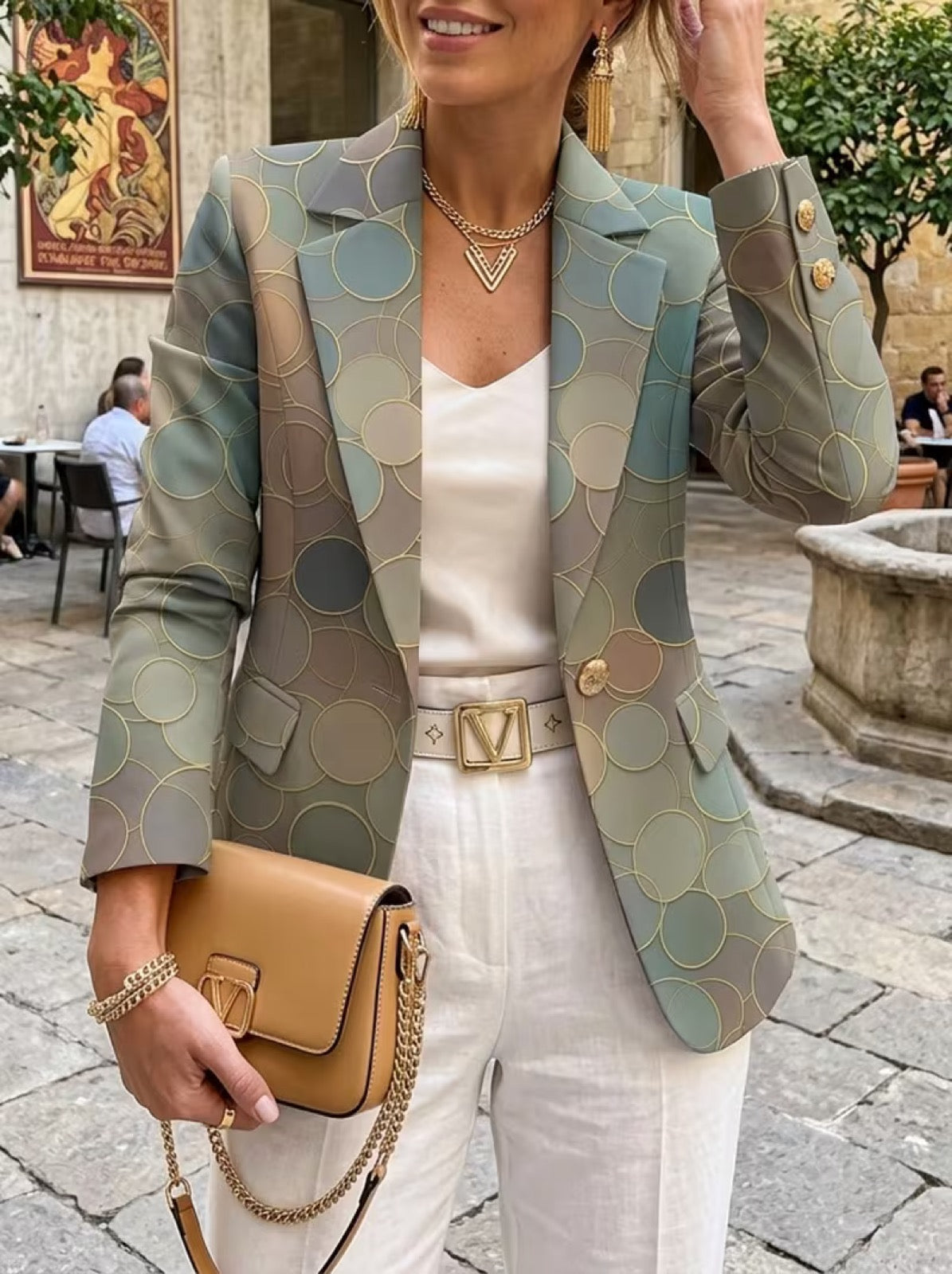 Capucine | Dot Mosaic Single-Button Blazer