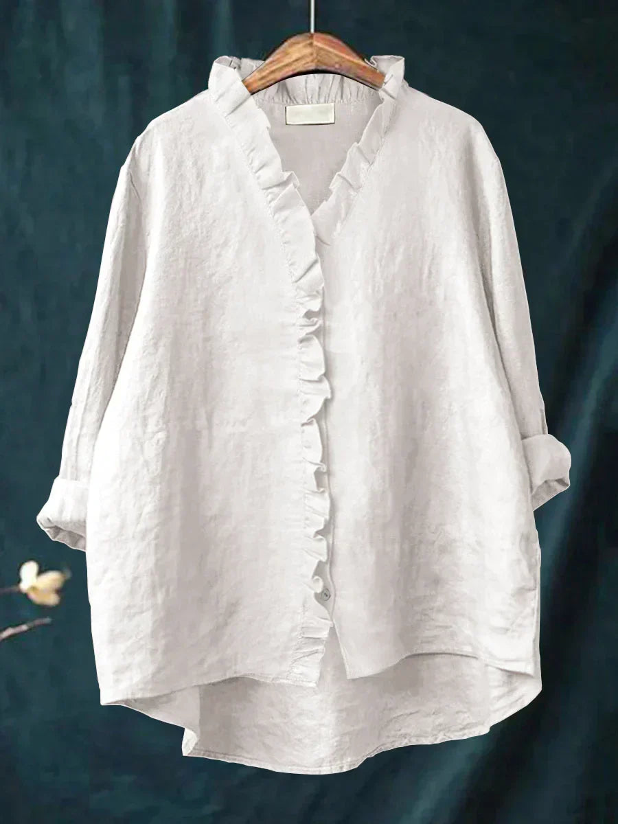 Lily | Cotton and Linen Ruffle Shirt
