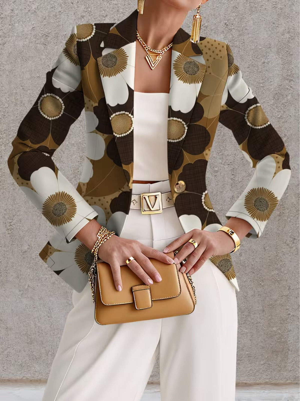 Clothilde | Daisy Print Single-Button Blazer