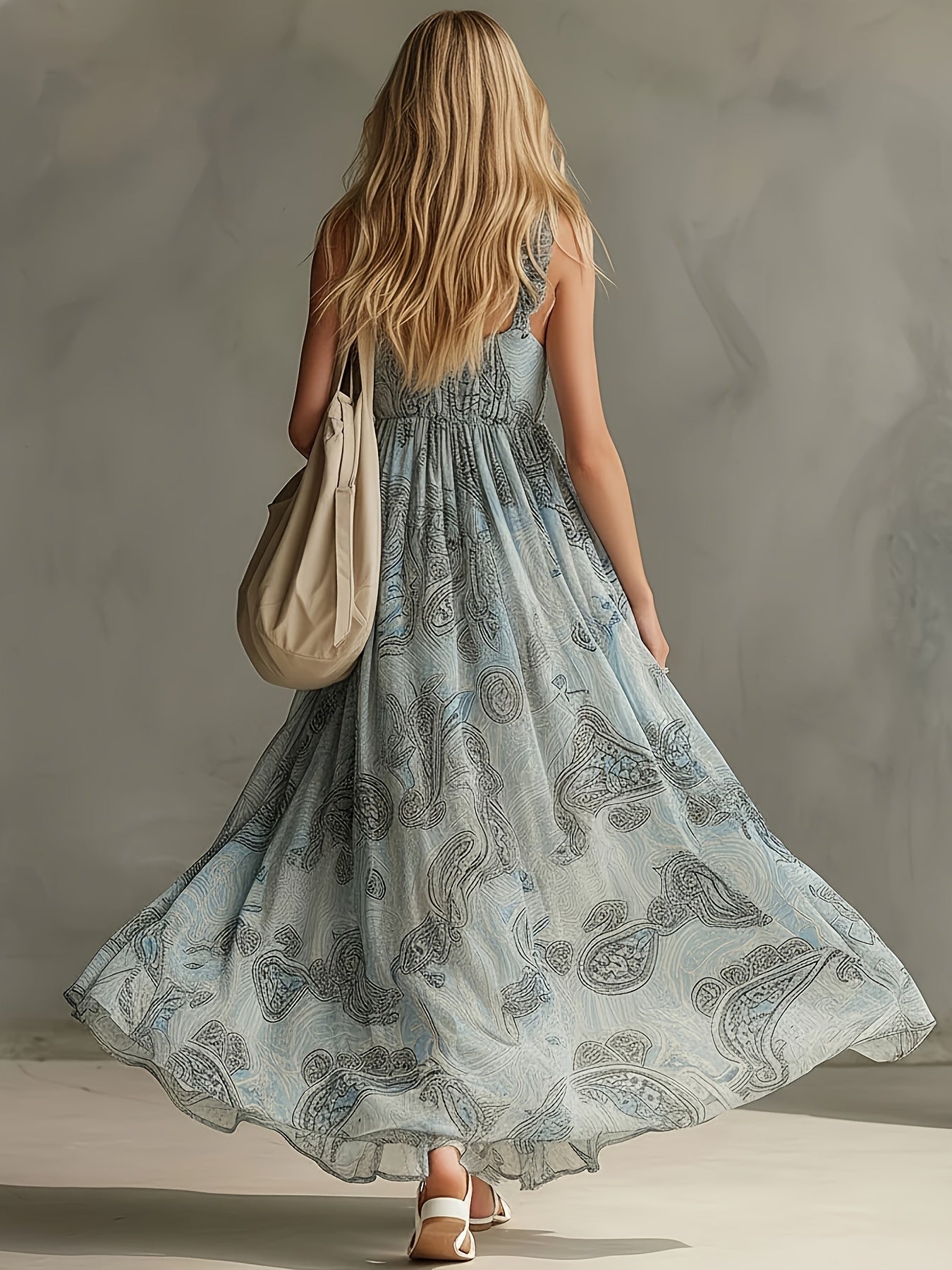 Kate | Paisley Print V-Neck Maxi Dress