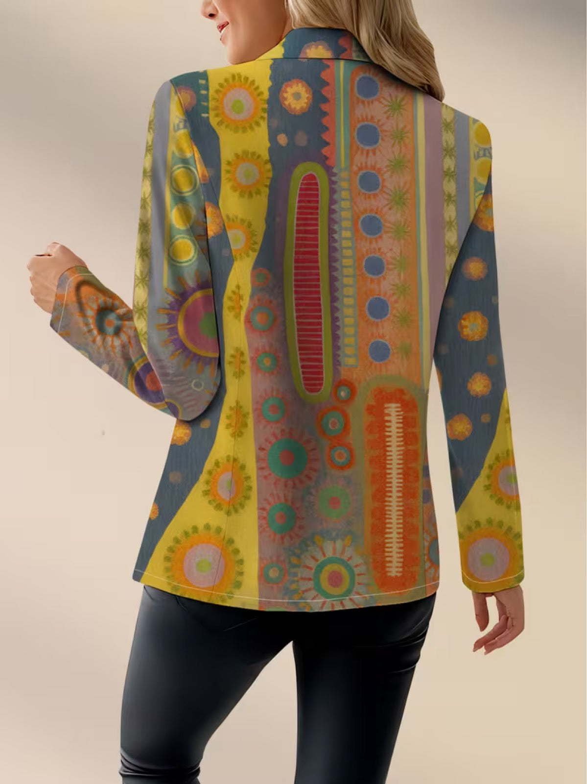 Faustine | Bohemian Medallion Print Single-Button Blazer