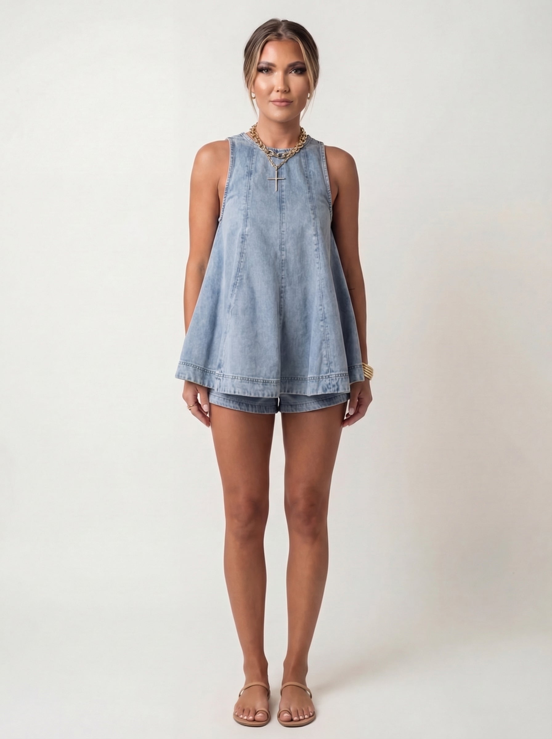 Daphne | Denim Two Piece Set